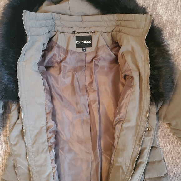 Express Hooded (MINUS THE) Leather Trim Puffer Coat - Picture 8 of 11